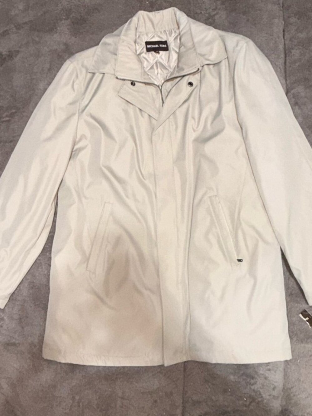 Michael Kors Mens Large Beige Quilted Field Jacket NWT Zip Pockets